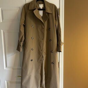H&M Elegant Brown Double-Breasted Trench Coat